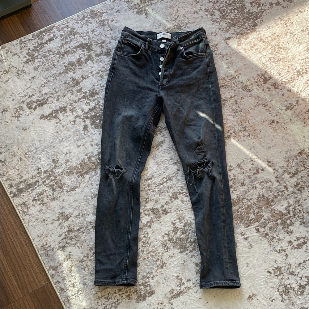Agolde Black Distressed Skinny Jeans